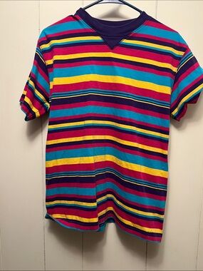 On your mark small Vibrant Multi-Color Striped Tee short sleeve